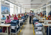 Wer produziert wirklich in Bangladesch? Ein Blick hinter das “Made in Bangladesh”-Label Moderne, LEED-zertifizierte Textilfabrik in Bangladesch, in der Näherinnen Kleidung für internationale Marken wie H&M, Zara, C&A und Hugo Boss fertigen. Auditoren führen eine Qualitätskontrolle durch